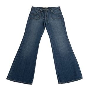 Old Navy Wide Leg Flare Botton Drawstring Button Blue Jeans - 8- Like New